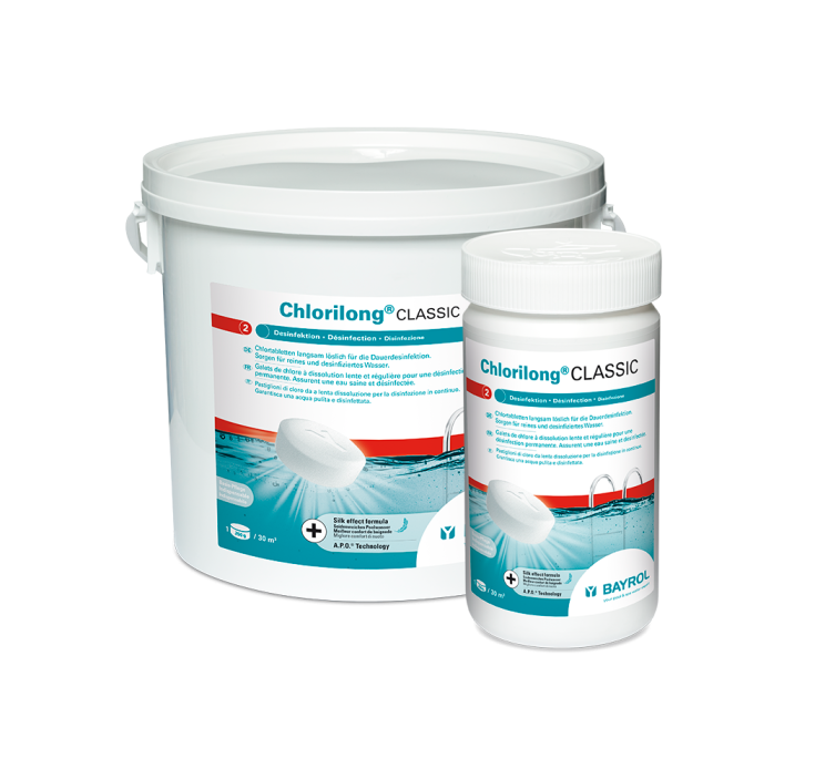 Chlore lent 250 gr pour la chloration permanente de l'eau de piscine